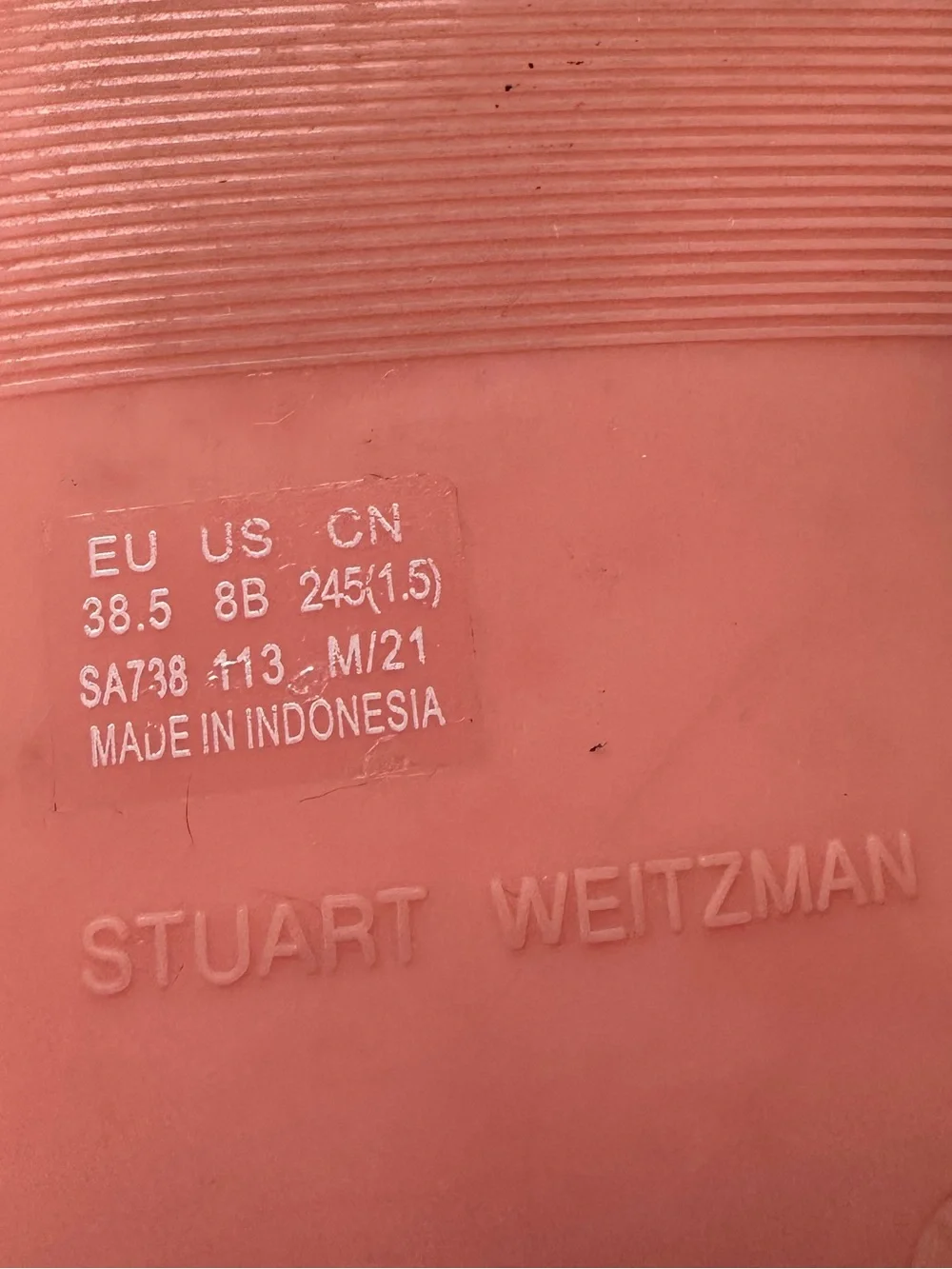 Stuart Weitzman Braided Coral Pink Slide Sandal Sz 8